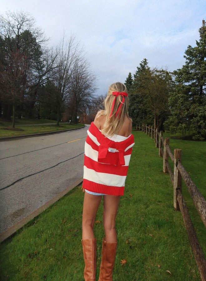 Ayesha Hair Bows Hair Clips for Women red pink Ribbon Hair Barrettes Hair Accessories for Women Girls Valentine's Day Party Decor 6pcs - Image 2